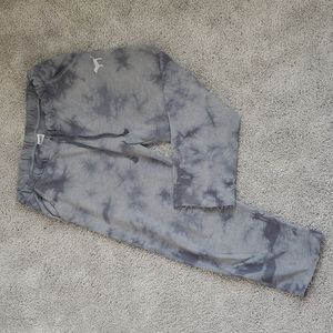 PINK Tie-dye Gray Capri Sweats.